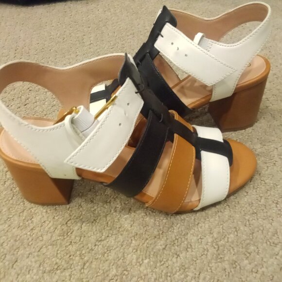 Cole Haan Josie Fisherman Sandal 6.5 (black, ivory, pecan) - Picture 2 of 4